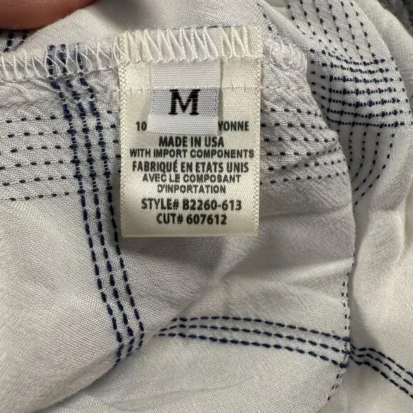 Bella Dahl High Low Button Down Blouse Top White Blue Plaid Womens M - Picture 9 of 10